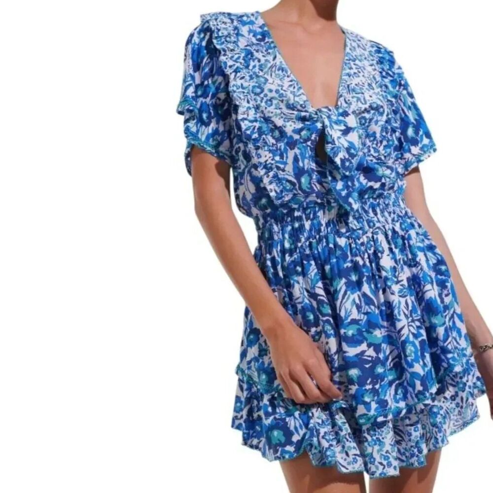 Poupette St Barth Alyson Mini Dress in Blue Nuances - Size XS (Orig. $350)